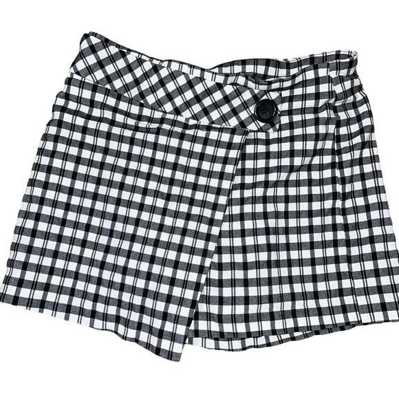 Joe Benbasset black & white checkered skirt skort wrap style pull on SZ M mini - Picture 2 of 8